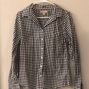 Blue and White Gingham Pattern Button Down BR